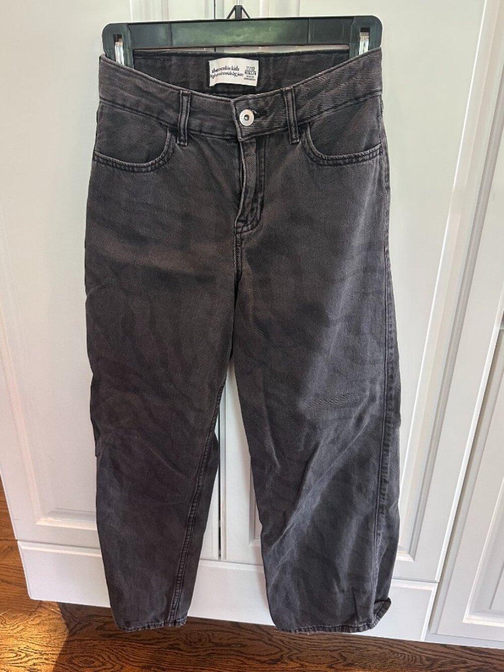 Abercrombie Kids Girl's High Rise Ultra Wide Leg Jean 11/12 Dark Grey Wash